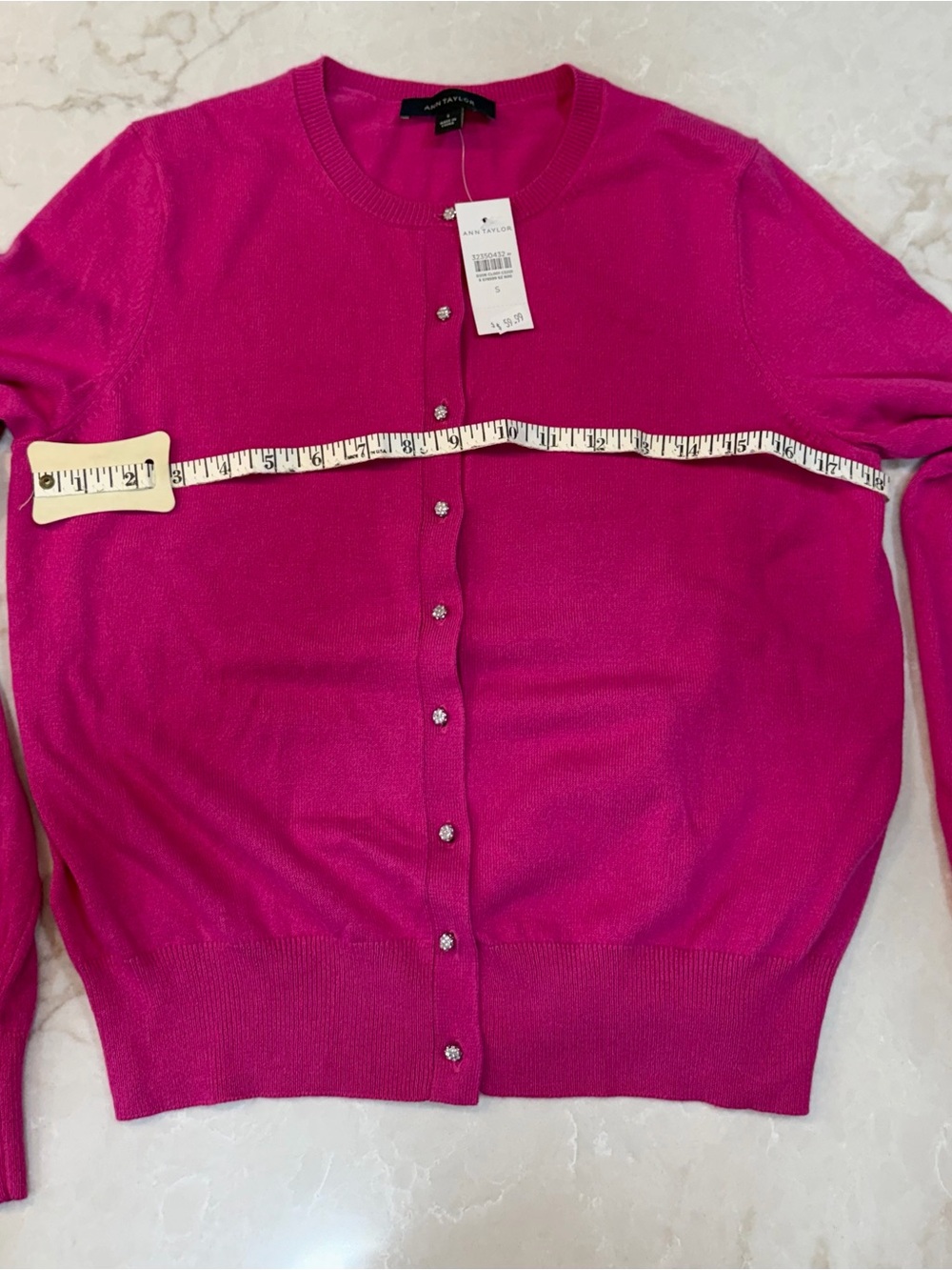 Ann Taylor Pink Button-Front Crewneck Cardigan